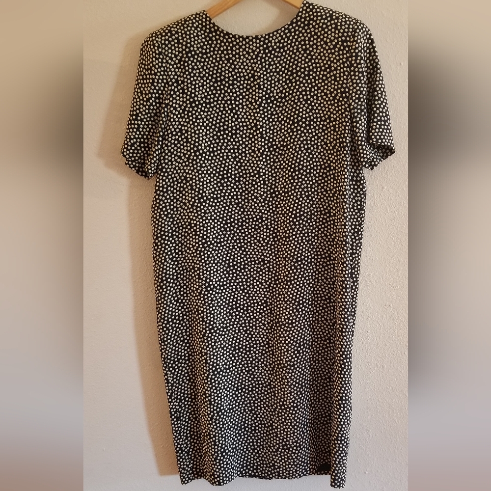 Silk dress Nicole Summers pokadot black and white dress size 14